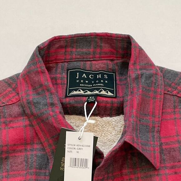 NWT Jachs NY Red Recycled Flannel Shirt Jacket/Shacket, Sherpa/Fleece Plaid XL - Picture 13 of 16